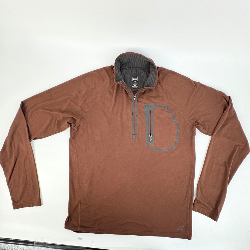 REI Quarter Zip Pullover Womens M Brown Base Layer Performance Top